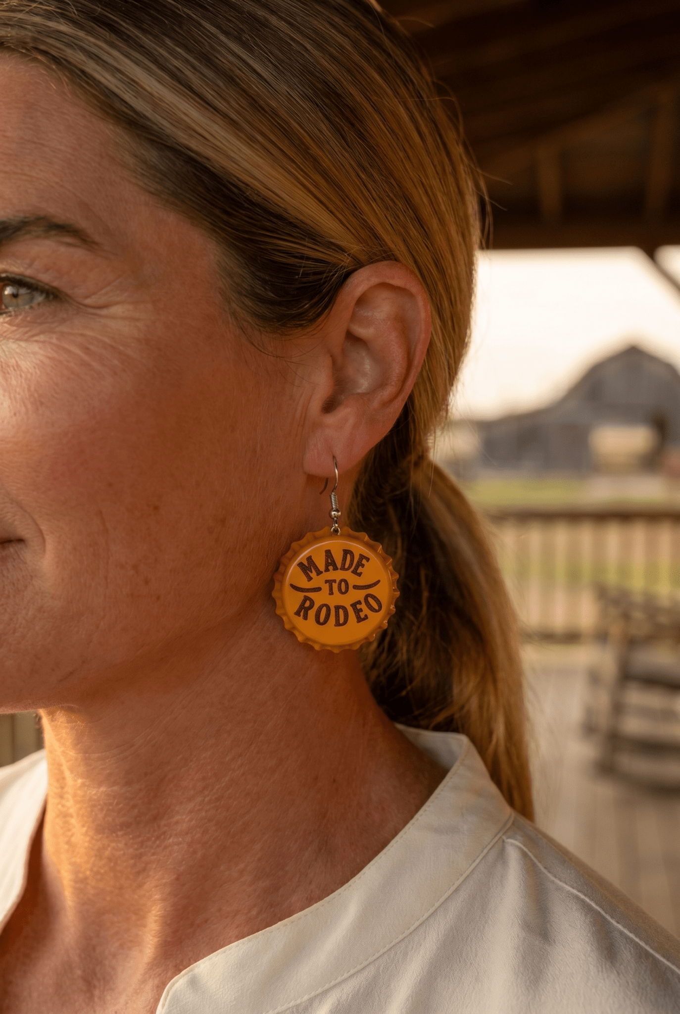 Made to Rodeo Beer Cap Western Earrings — Playful Rodeo Statement