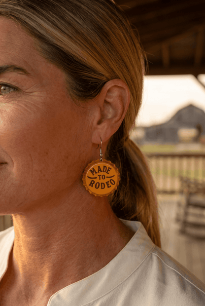 Made to Rodeo Beer Cap Western Earrings — Playful Rodeo Statement