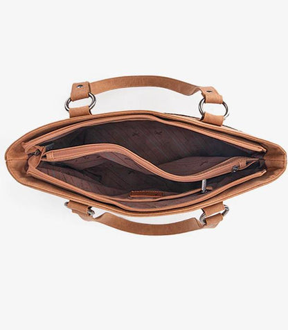 Montana West Western Aztec Concealed Carry Tote — Embroidered Aztec Pattern with Scroll Cut-Out (PU Leather)