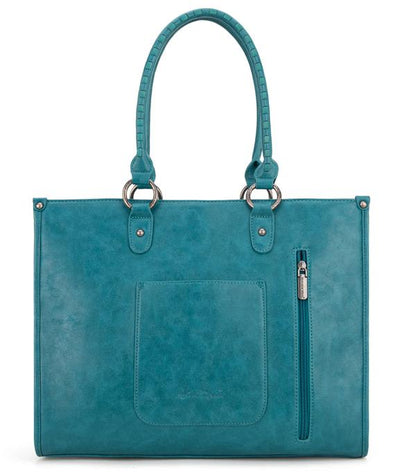 Montana West Western Tool Fringe Concealed Carry Wide Tote — Suede-Look PU Leather with Floral Tooling & Fringe