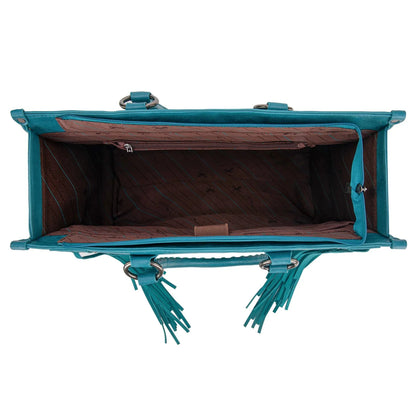 Montana West Western Tool Fringe Concealed Carry Wide Tote — Suede-Look PU Leather with Floral Tooling & Fringe