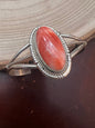 Dave Skeets Navajo Handmade Sterling Silver Spiny Oyster Bracelet — Adjustable 1 1/2" Opening