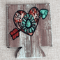 Turquoise Stone Heart Regular 12oz Can Koozie (No Fringe)