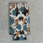 Cowprint, Turquoise Stone & Bolts Slim 12oz Koozie (No Fringe)