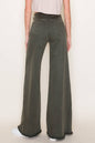 O2 Denim Front Seam Wide-Leg Western Jeans — Army Olive High-Waist Flare with Raw Hem (Made in USA)