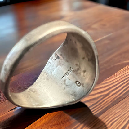 Old Pawn Sterling Silver Onyx Ring — Size 13 (Vintage Native American, Men's Statement)