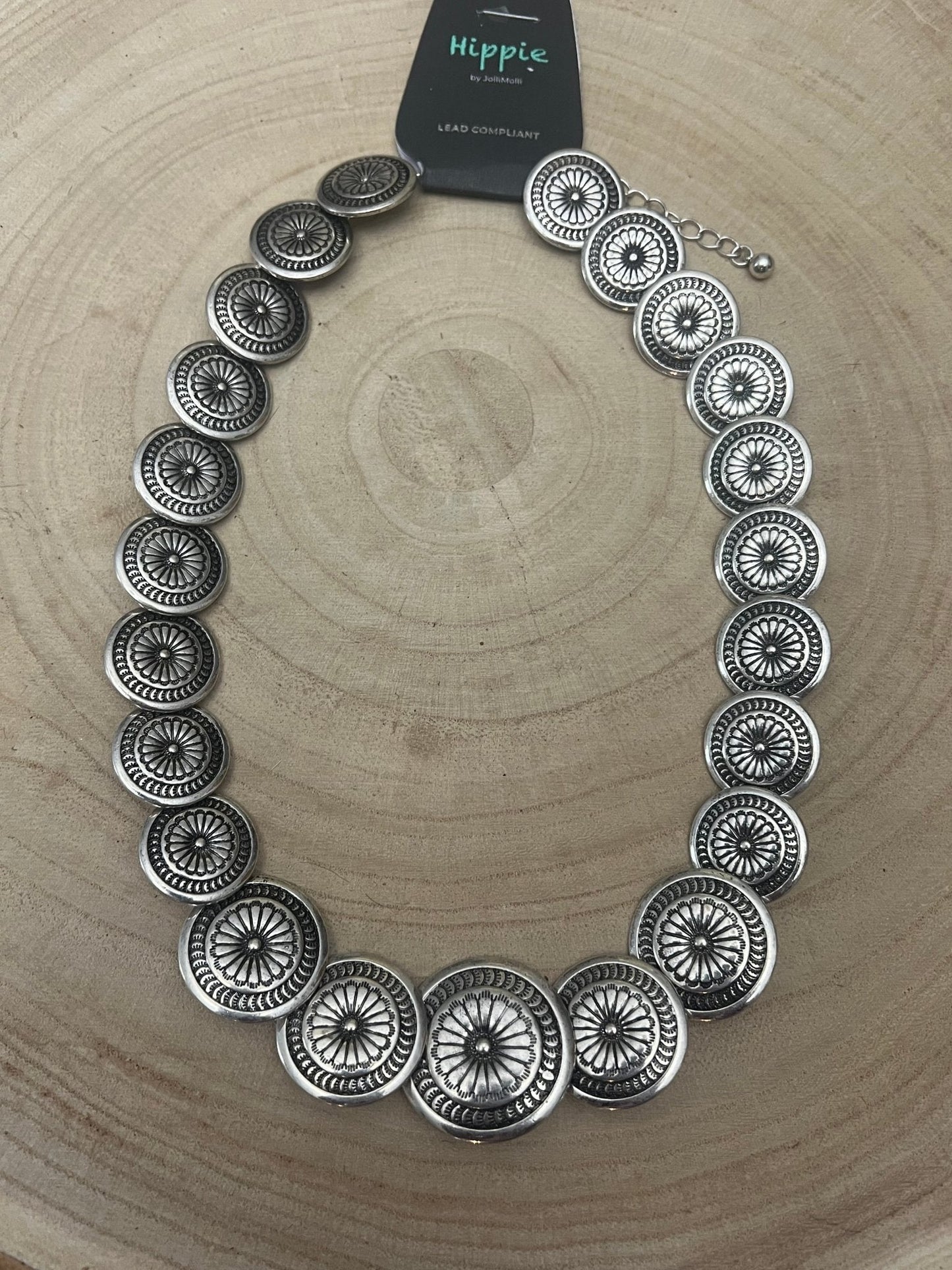 Western Overlapping Concho Necklace — 18 Inch Southwestern Statement