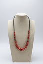 Red Spiny Oyster & Black Hematite Graduated Necklace with Sterling Pearl Accents — 23.5 inch