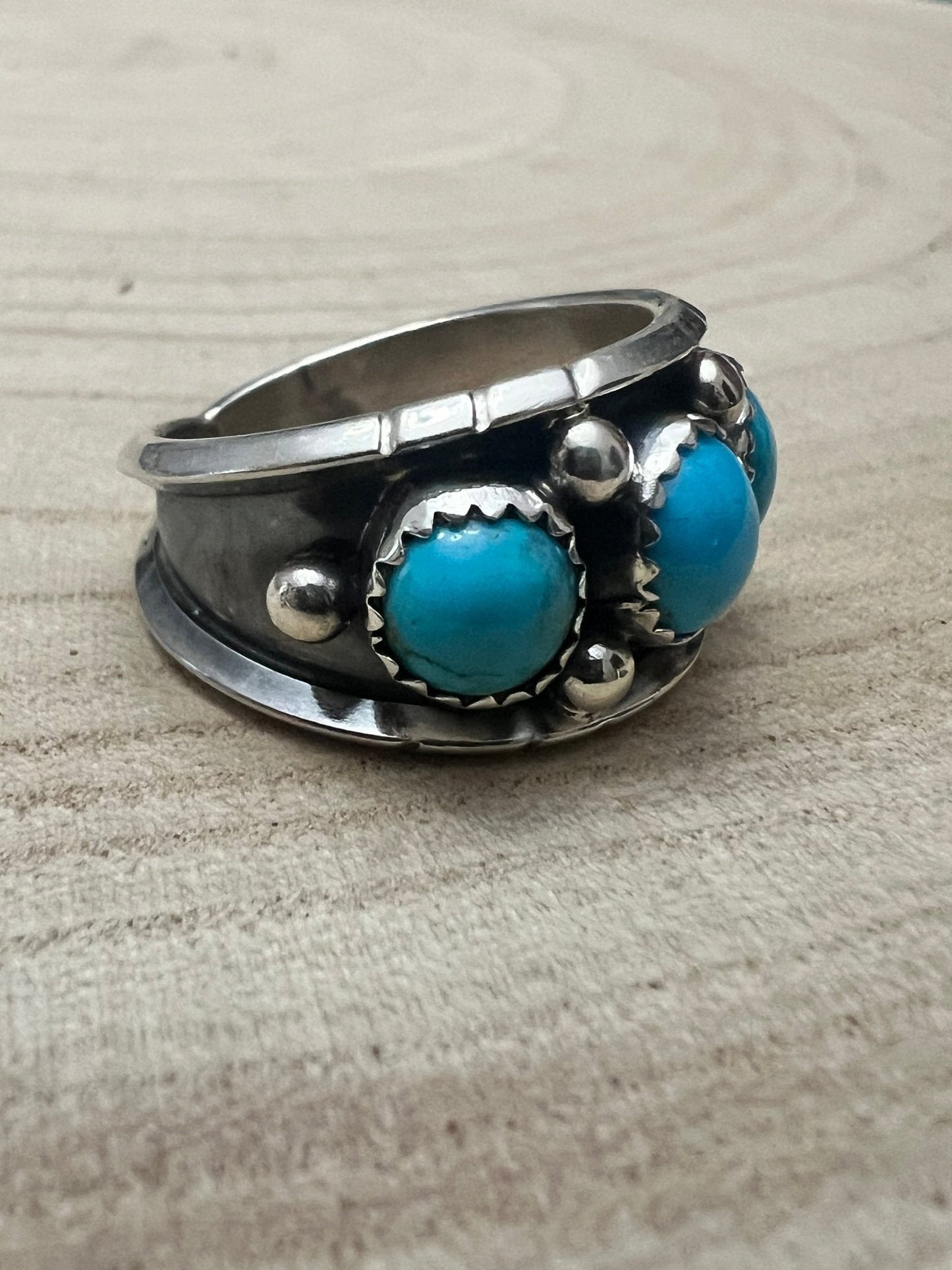 Reed Charley Navajo Kingman Turquoise Sterling Silver Ring