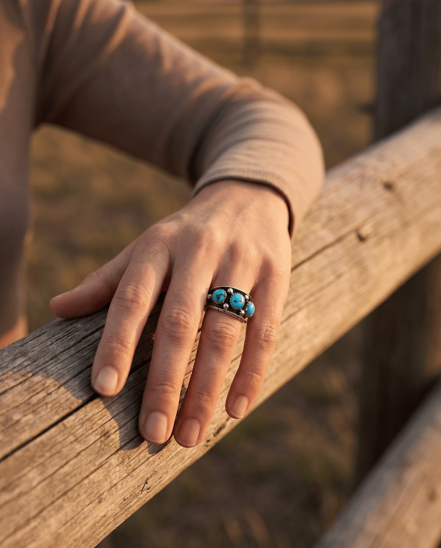 Reed Charley Navajo Kingman Turquoise Sterling Silver Ring