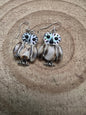 Reginda Kallest Zuni Multi-Stone Inlay Owl Sterling Silver Earrings