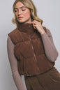 Vanilla Monkey Reversible Cropped Corduroy Puffer Western Vest — Two-Sided Designs with Zip-Up Closure (black available)