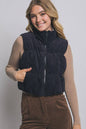 Vanilla Monkey Reversible Cropped Corduroy Puffer Western Vest — Two-Sided Designs with Zip-Up Closure (black available)
