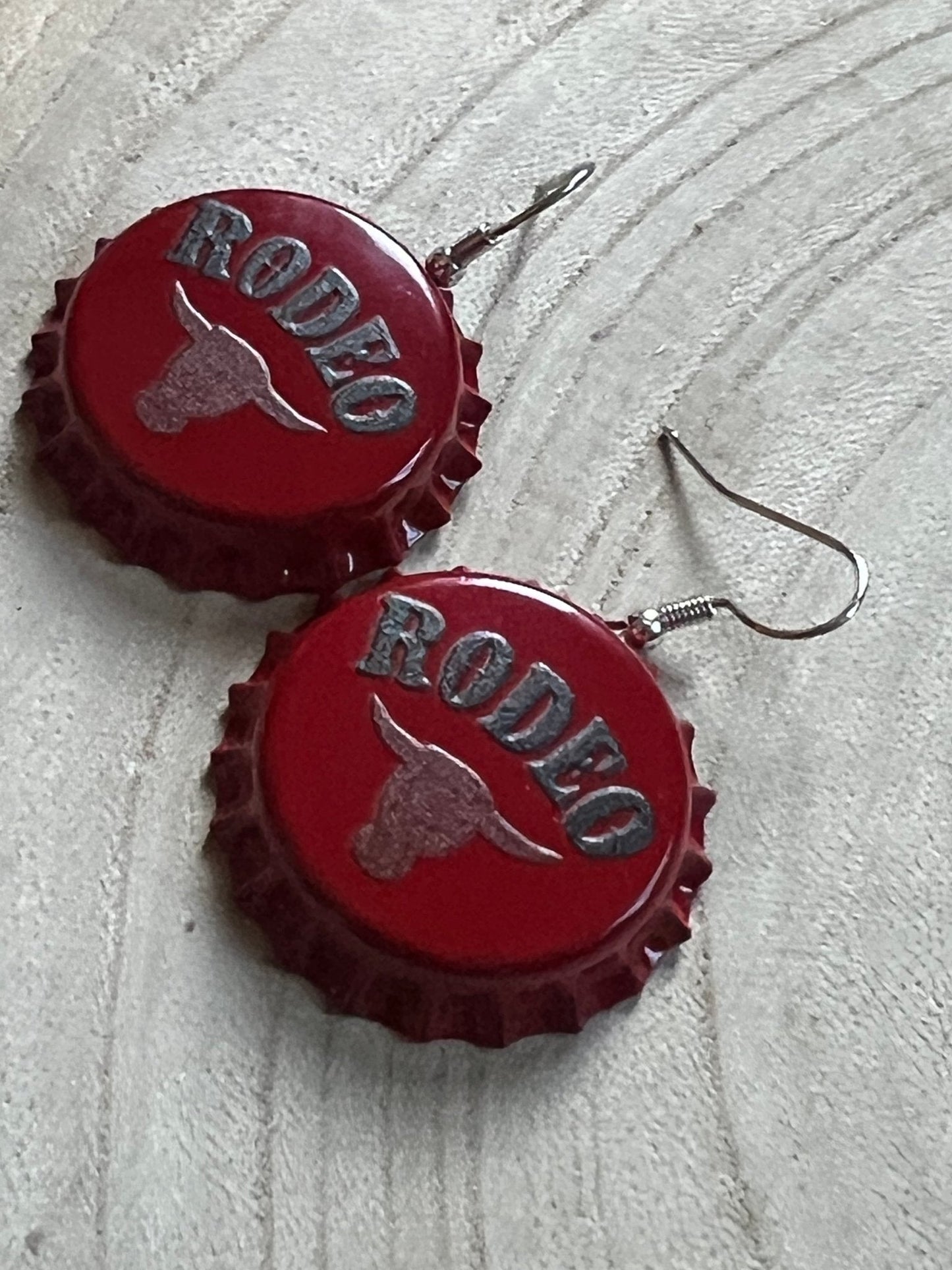 Western Rodeo Steer Head Beer Cap Earrings — Bull Motif Western Statement