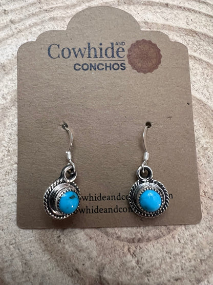 Ryntanna Yazzie Navajo Sterling Silver Kingman Turquoise Earrings