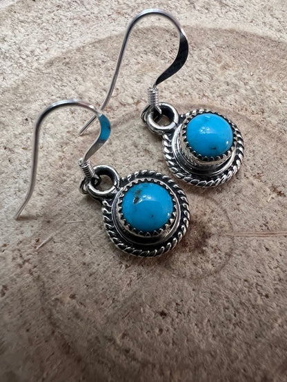 Ryntanna Yazzie Navajo Sterling Silver Kingman Turquoise Earrings