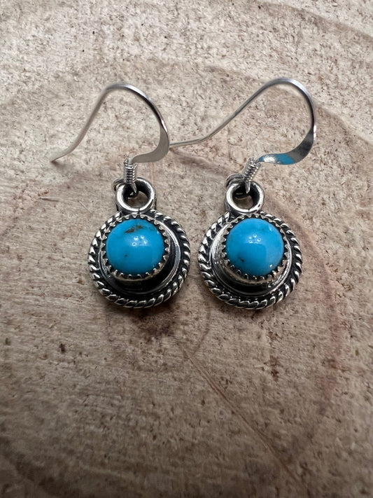 Ryntanna Yazzie Navajo Sterling Silver Kingman Turquoise Earrings