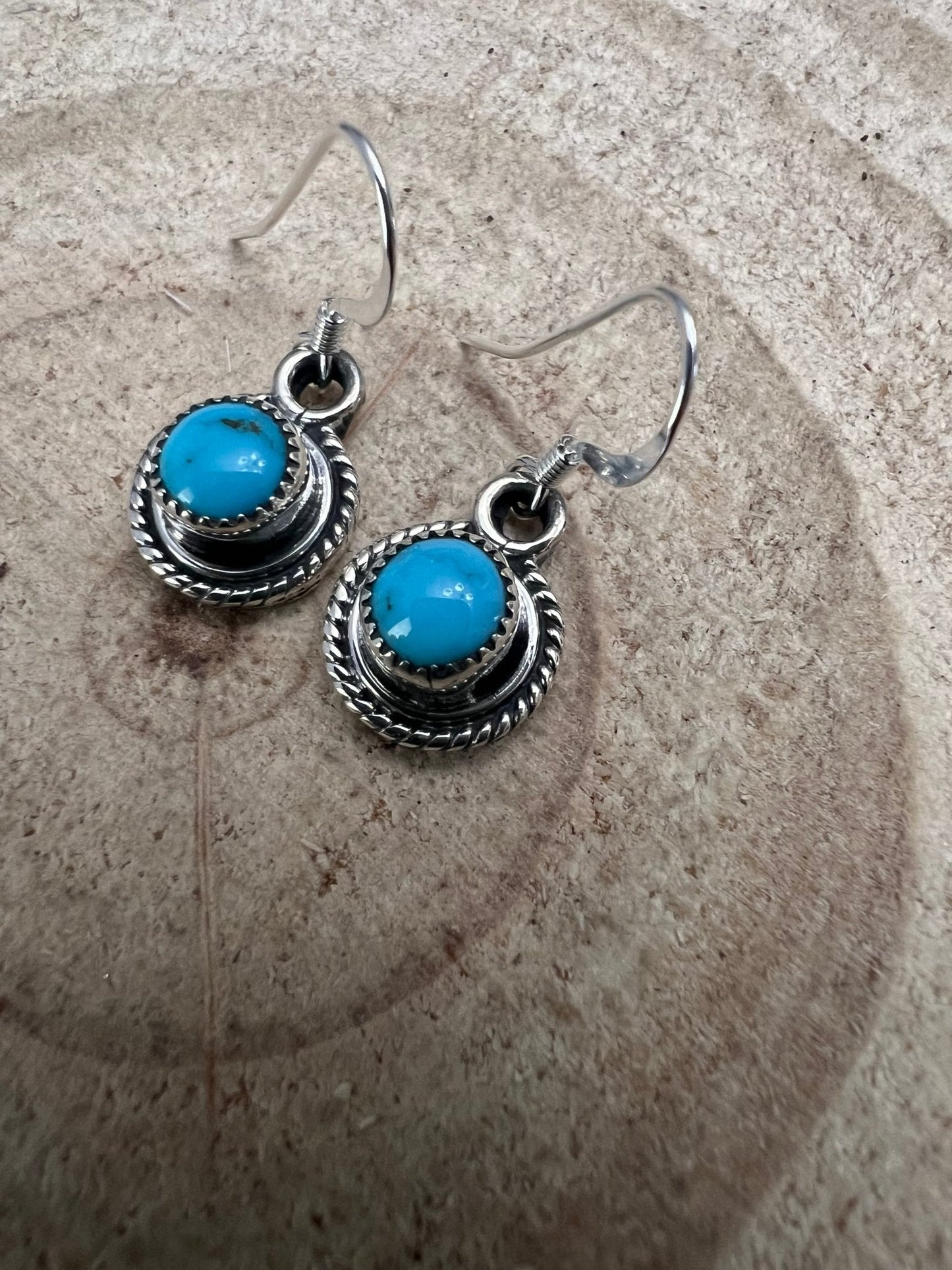Ryntanna Yazzie Navajo Sterling Silver Kingman Turquoise Earrings