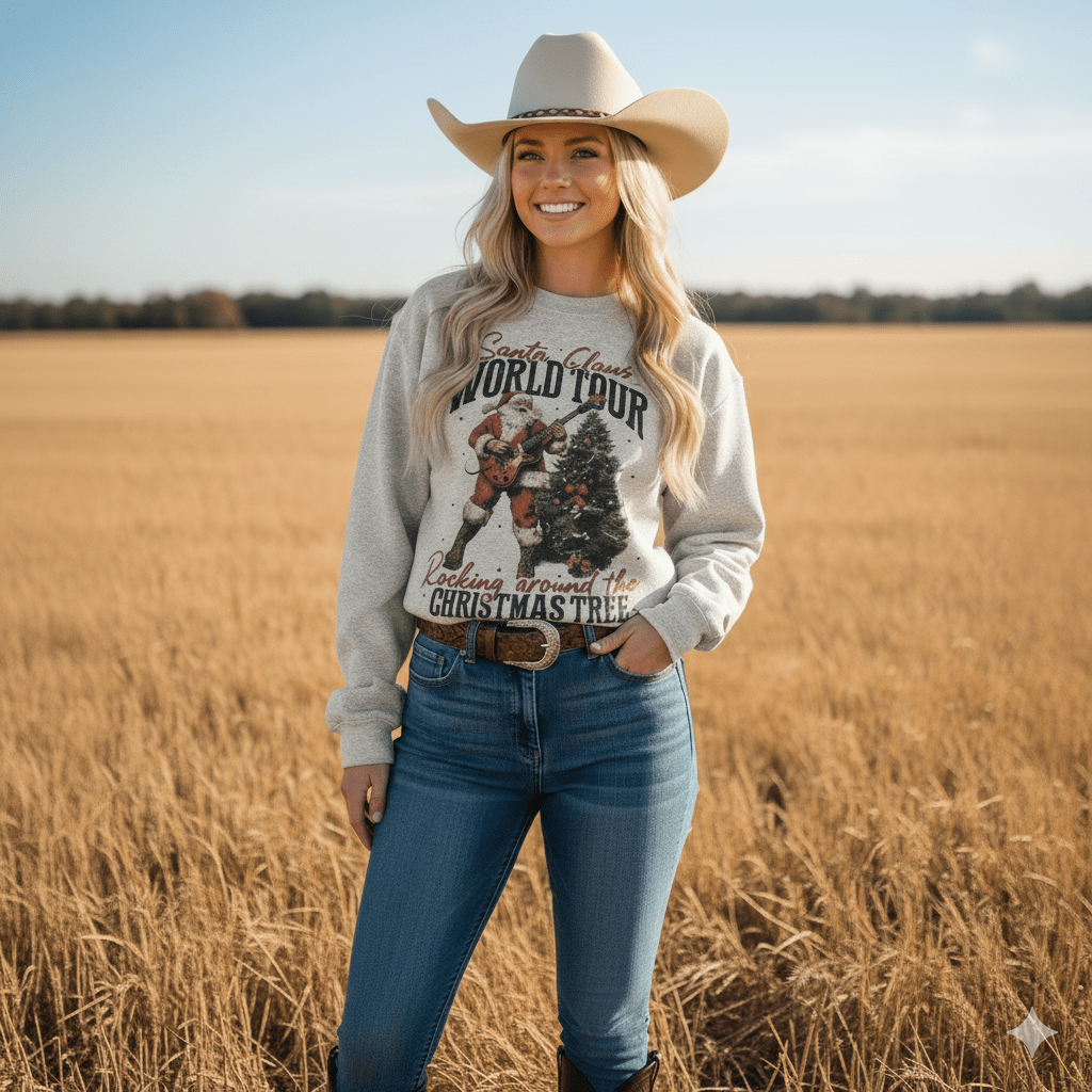 Santa Rocking Around The Christmas Tree Graphic Sweatshirt