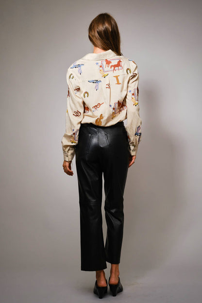 Blue B "She's Western" Embroidered Shirt — Horses, Cacti, Stars & Boots Western Embroidery