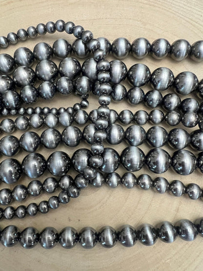 Western Six-Row Faux Sterling Pearl Statement Necklace — Single-Clasp Layered Set