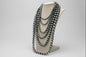 Western Six-Row Faux Sterling Pearl Statement Necklace — Single-Clasp Layered Set