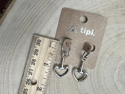 Western Snaffle Bit Dangle Hoop Earrings — Equestrian 1¼" Drop