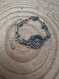 Western Faux Turquoise Concho Chain Bracelet — with 3-Inch Extender
