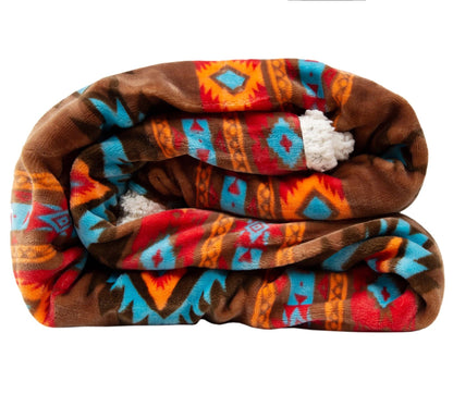 Southwest Horizon Sherpa Fleece Throw Blanket (54" × 68")