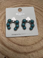 Western Spade & Faux Turquoise Squash Blossom Earrings — Petite 1" Drop