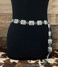 Square Dance Western Concho Belt — Adjustable with Turquoise (Small/Medium)