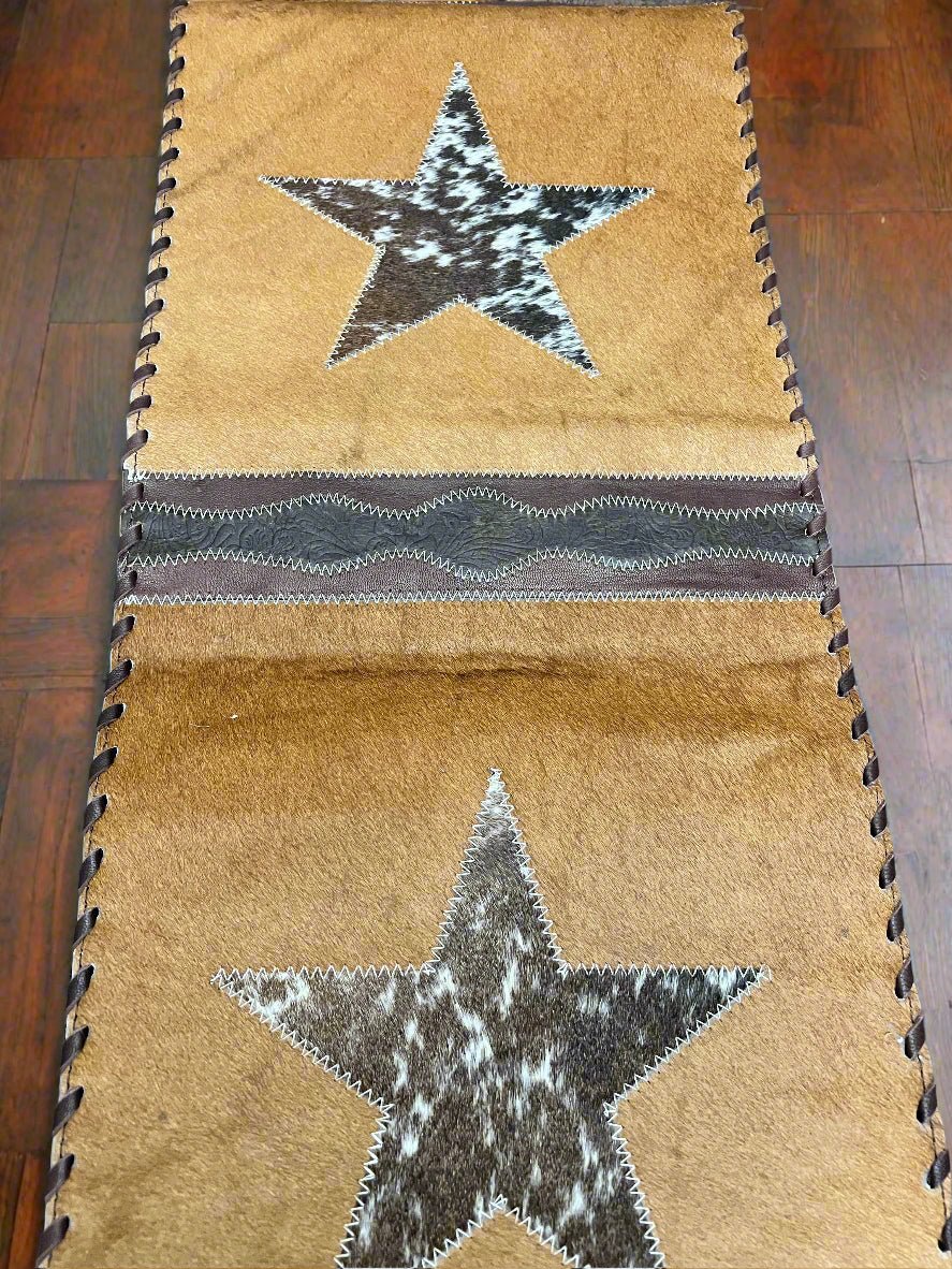 Star Cowhide Table Runner with Fringe