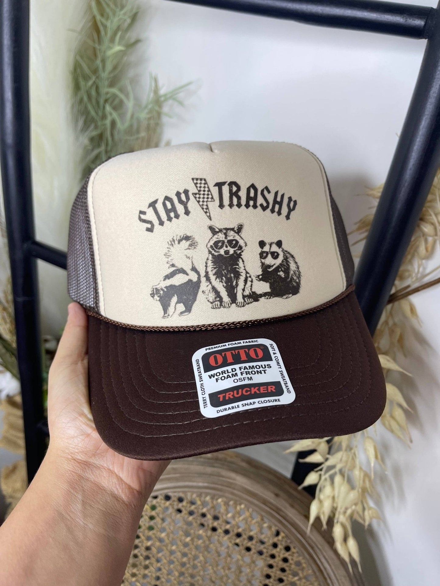 "Stay Trashy" Trucker Hat — Otto 5-Panel Foam Front with Breathable Mesh Back
