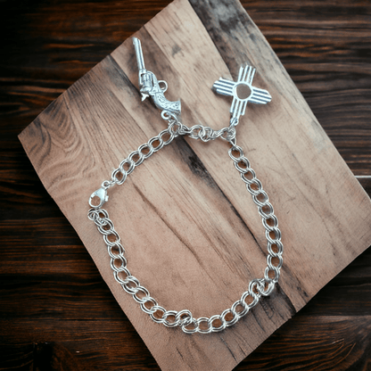 Sterling Silver Double Cable Charm Bracelet — 4.2mm Width, 7" Length (Charm-Collecting Foundation)