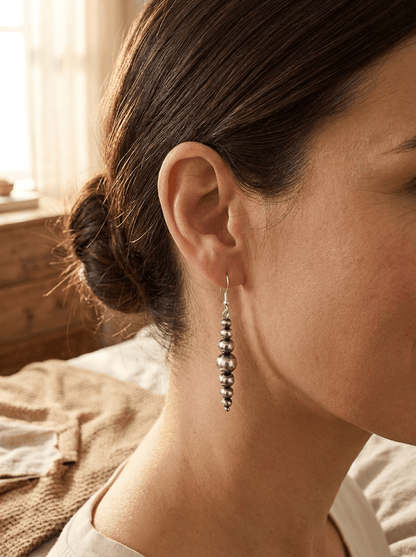 Sterling Pearl Drop Earrings — 1.5 inch drop (Made in USA, 4-5-6-8mm)