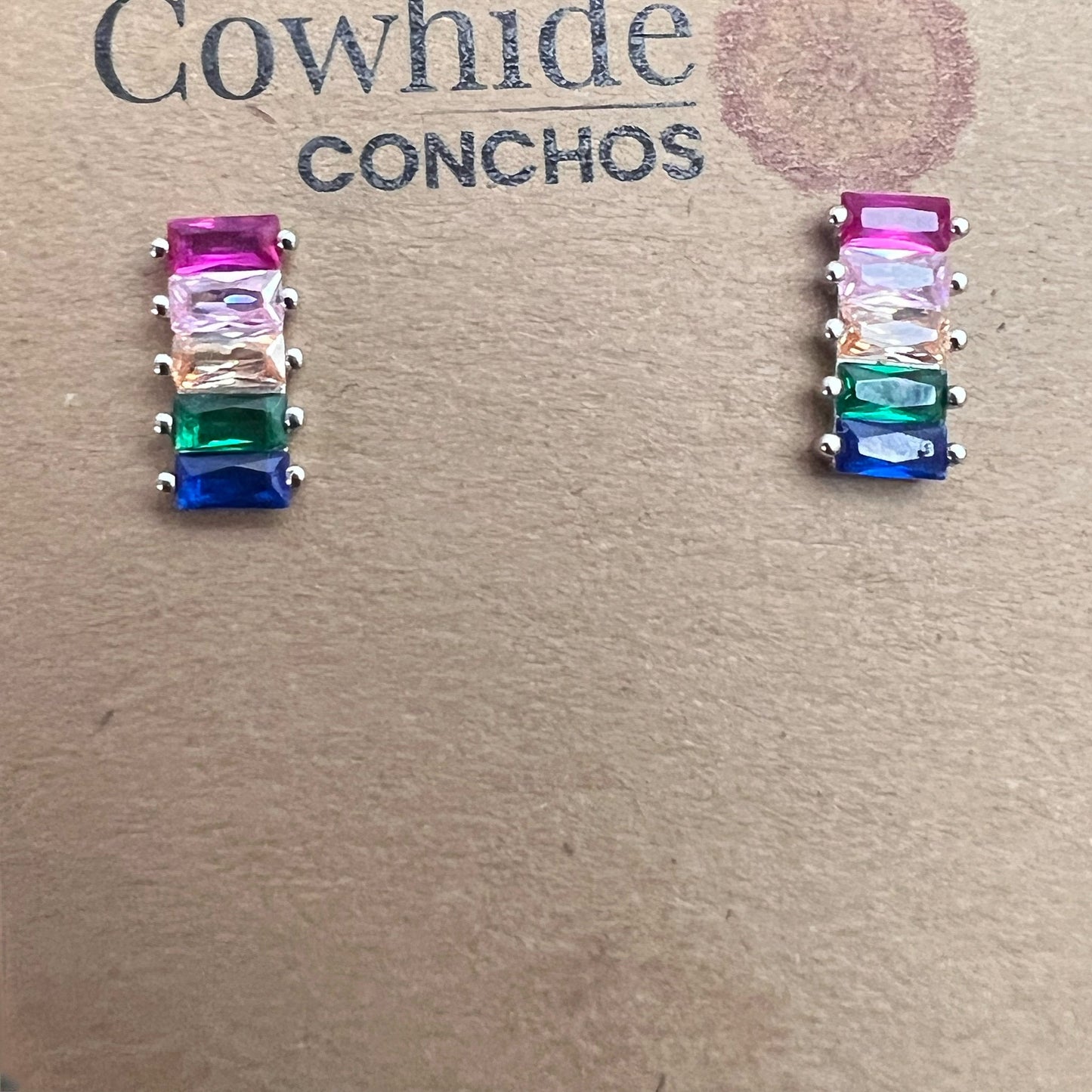 Sterling Silver Rainbow CZ Post Earrings