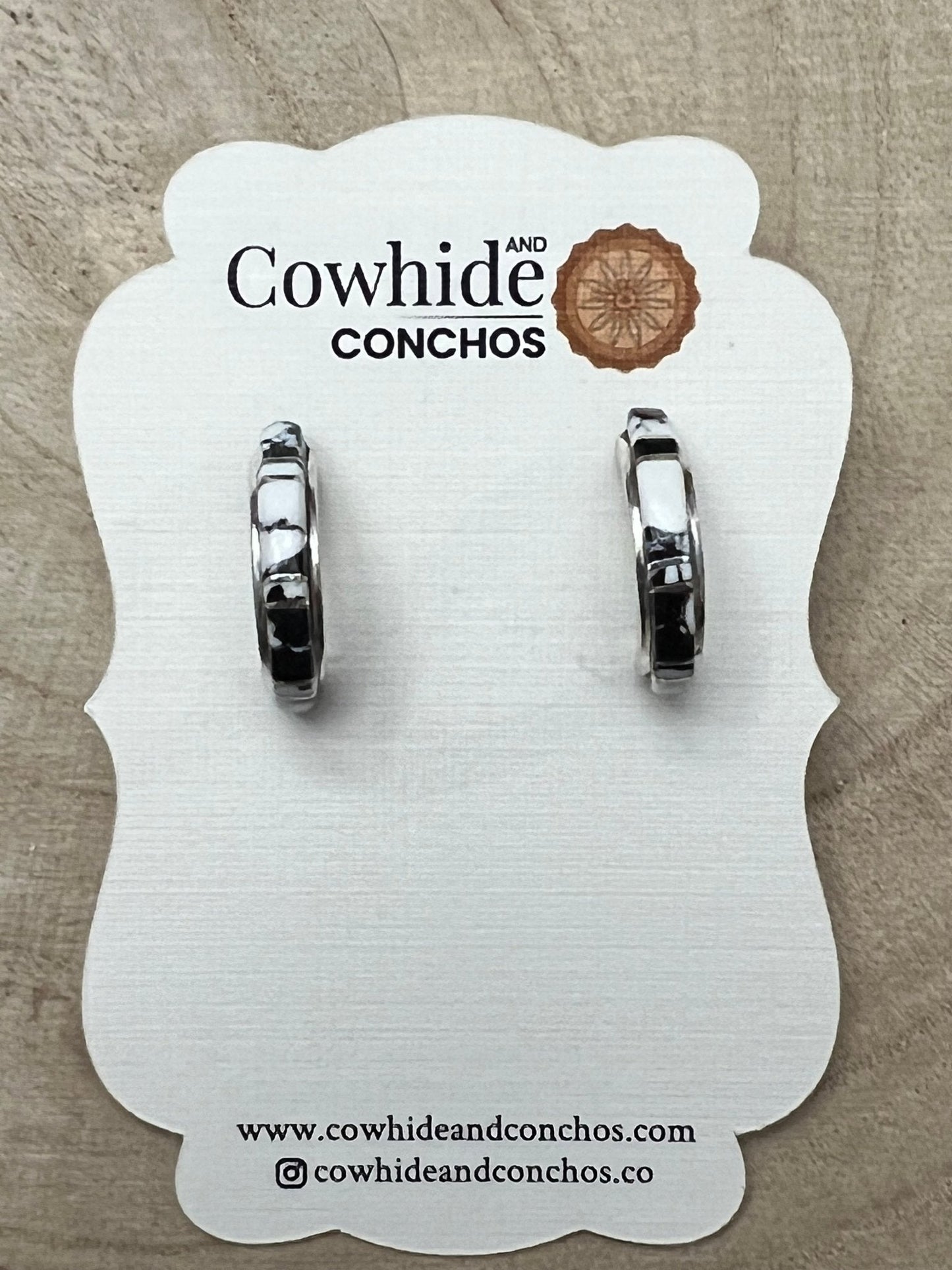 Terrance Panteah Zuni Sterling Silver & White Buffalo Earrings — 3/4" × 1/8"