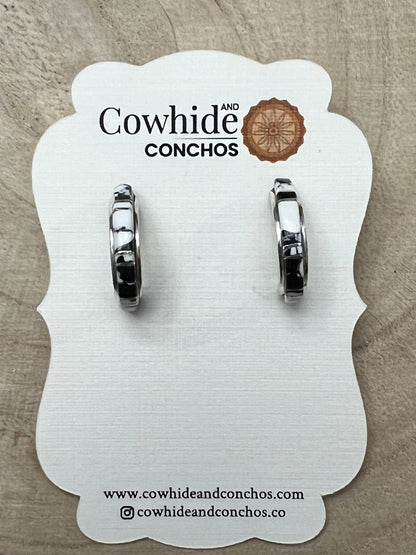 Terrance Panteah Zuni Sterling Silver & White Buffalo Earrings — 3/4" × 1/8"