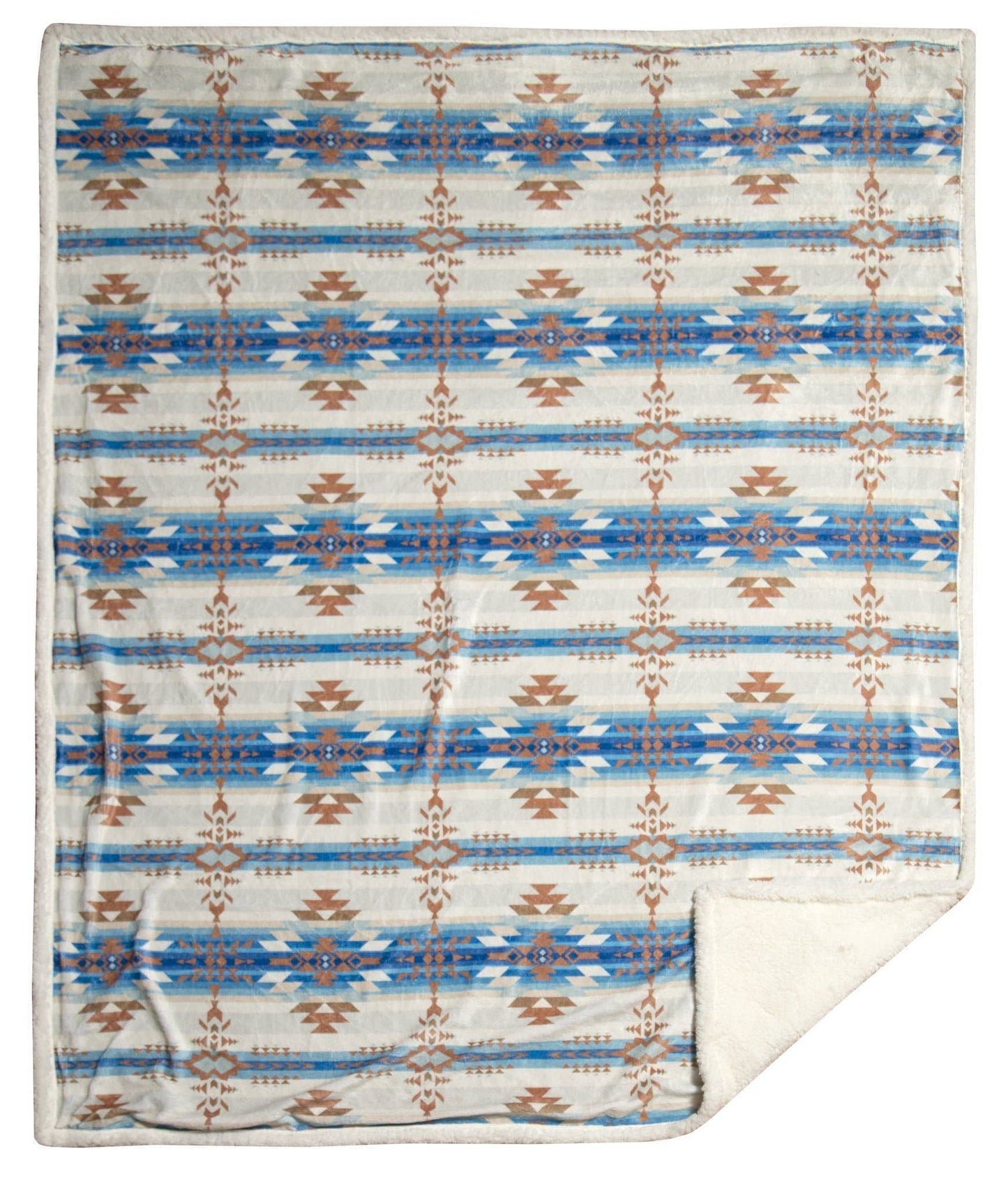 The Blues Southwestern Plush Sherpa Throw Blanket — 54" × 68"