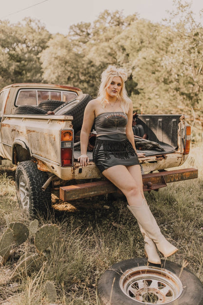2 Fly Co "Round Up" Fringed Vegan Leather Western Skort — Honky Tonk Ready (Large available)