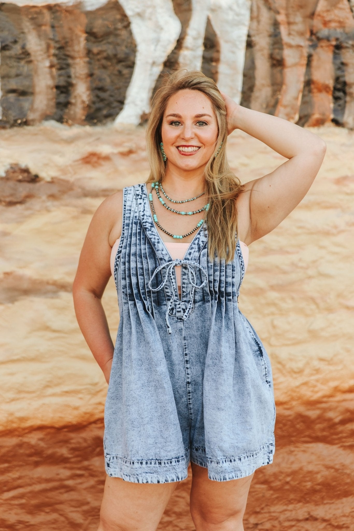 Turquoise and Silver Pearl Layered Necklace