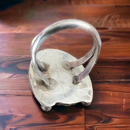 Turquoise & Sterling Silver Horseshoe-Shape Ring — Size 6