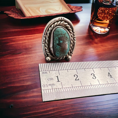 Turquoise & Sterling Silver Horseshoe-Shape Ring — Size 6