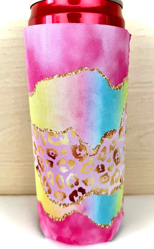 Watercolor Leopard Print Slim Can Koozie