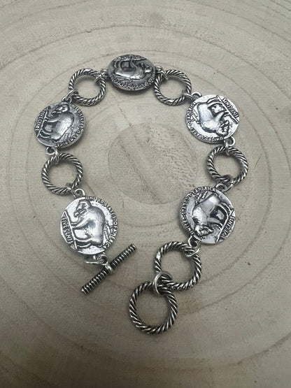 Western Buffalo Coin Toggle Bracelet