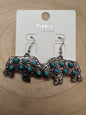 Western Buffalo Faux White Buffalo Stone Dangle Earrings — 1½" Drop