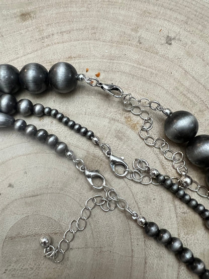 Western Faux Sterling Pearl 3-Piece Necklace Set — 18", 22", 26" Layered Trio