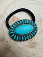 Western Faux Turquoise Cluster Hair Tie — 2.5" Southwestern Hair Statement