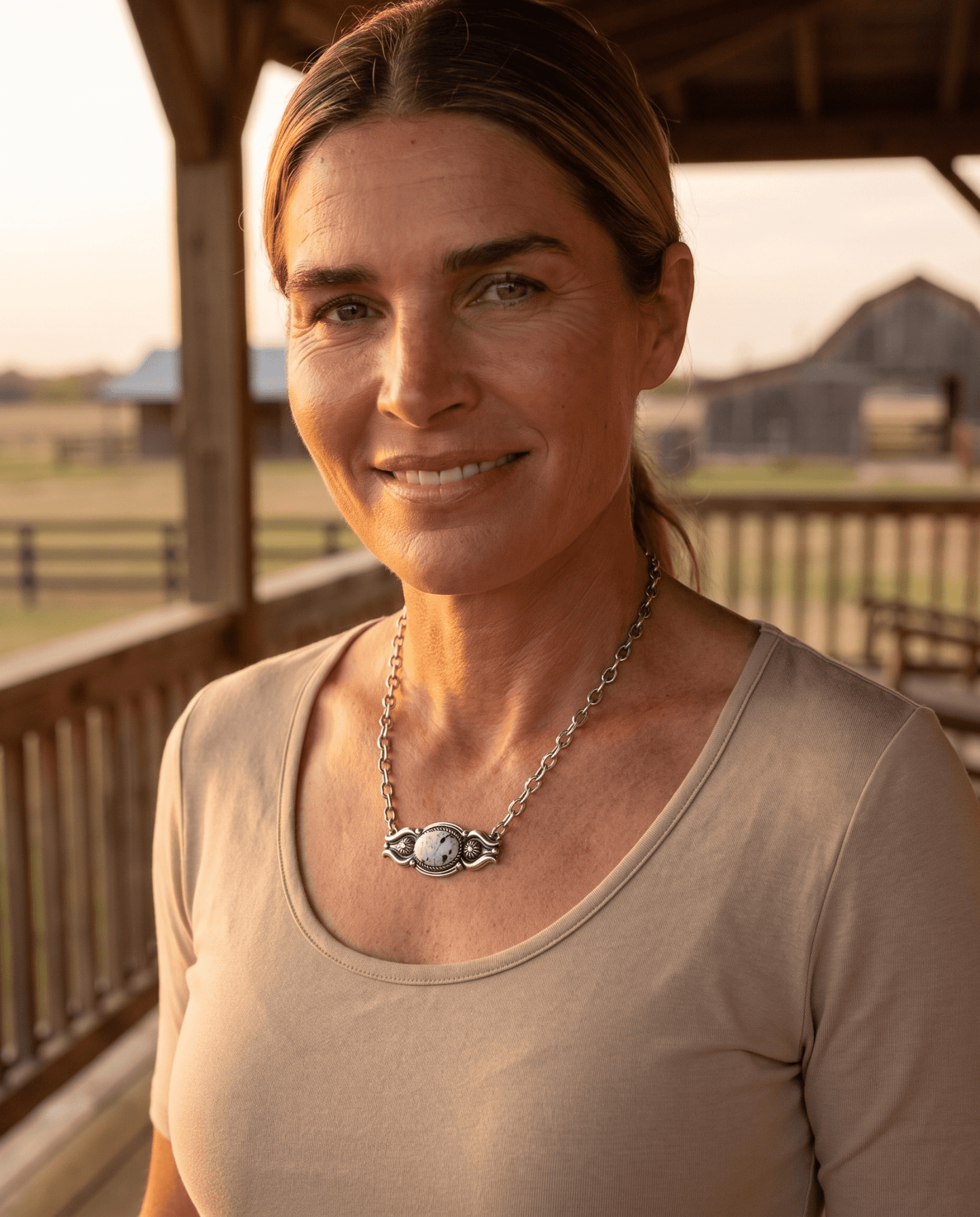 Western Faux White Buffalo Bar Necklace — 18 Inch with Extender