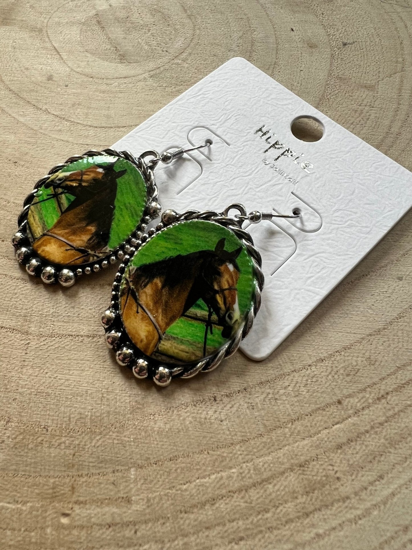 Western Framed Horse Fashion Earrings — Equestrian Statement (1½" x 1")